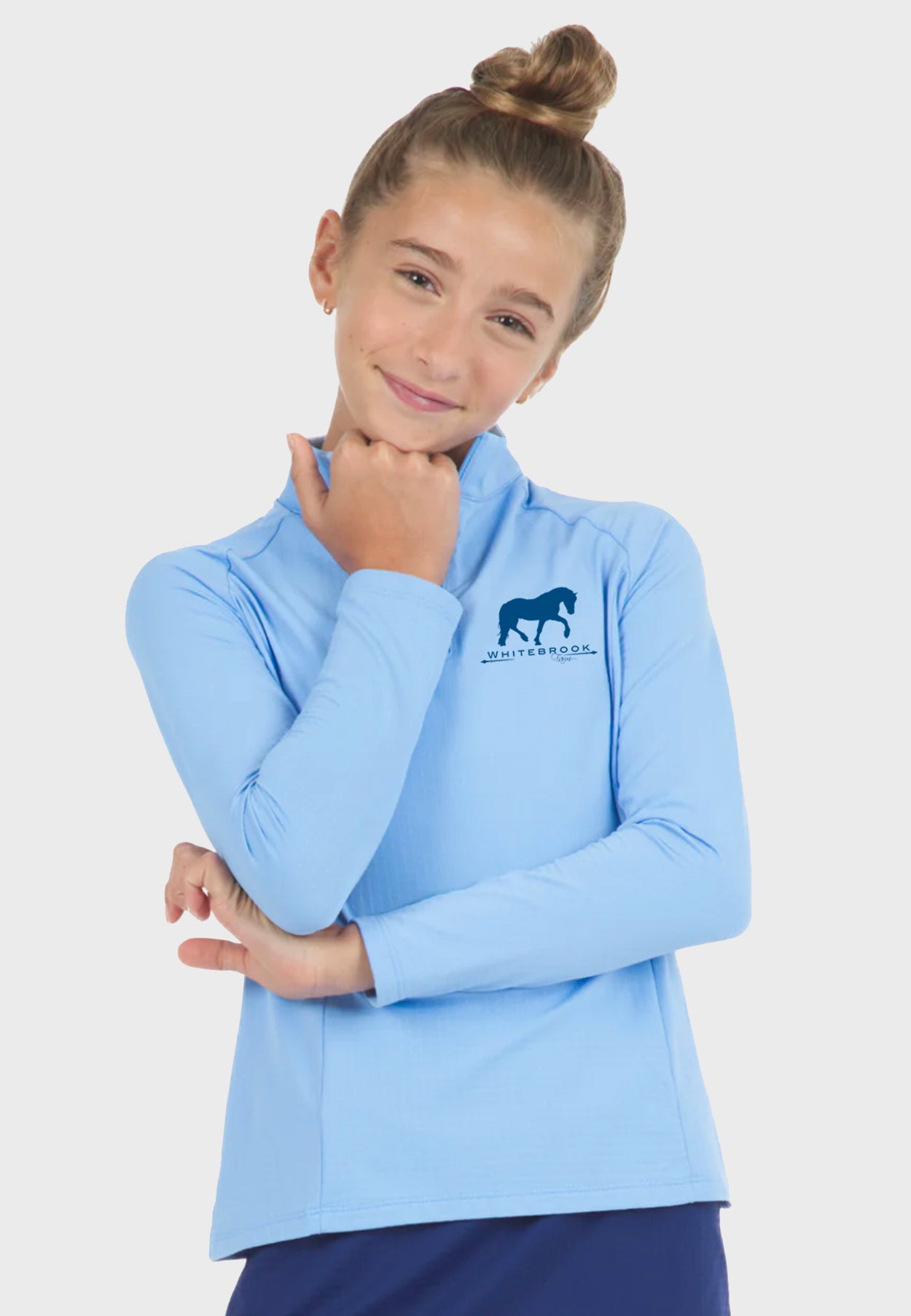 Whitebrook Farm IBKÜL's Ladies + Girls Long Sleeve Zip Mock Neck - Peri