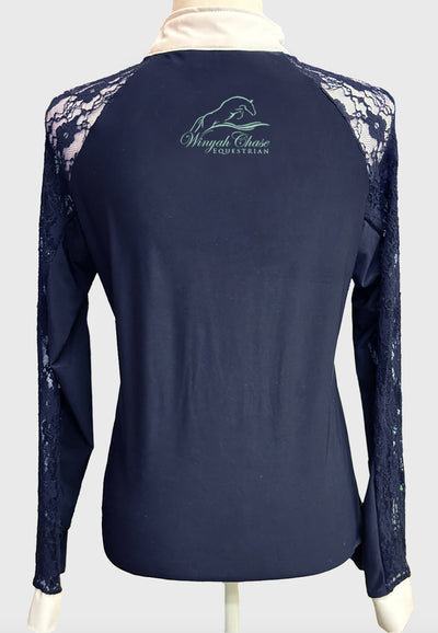 Winyah Chase Equestrian Long Sleeve Show Shirt with Lace Sleeves, Ladies + Youth