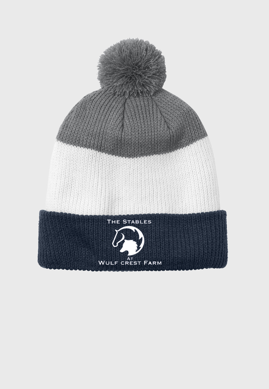 The Stables at Wulf Crest Farm Port Authority® Cozy Striped Pom Beanie