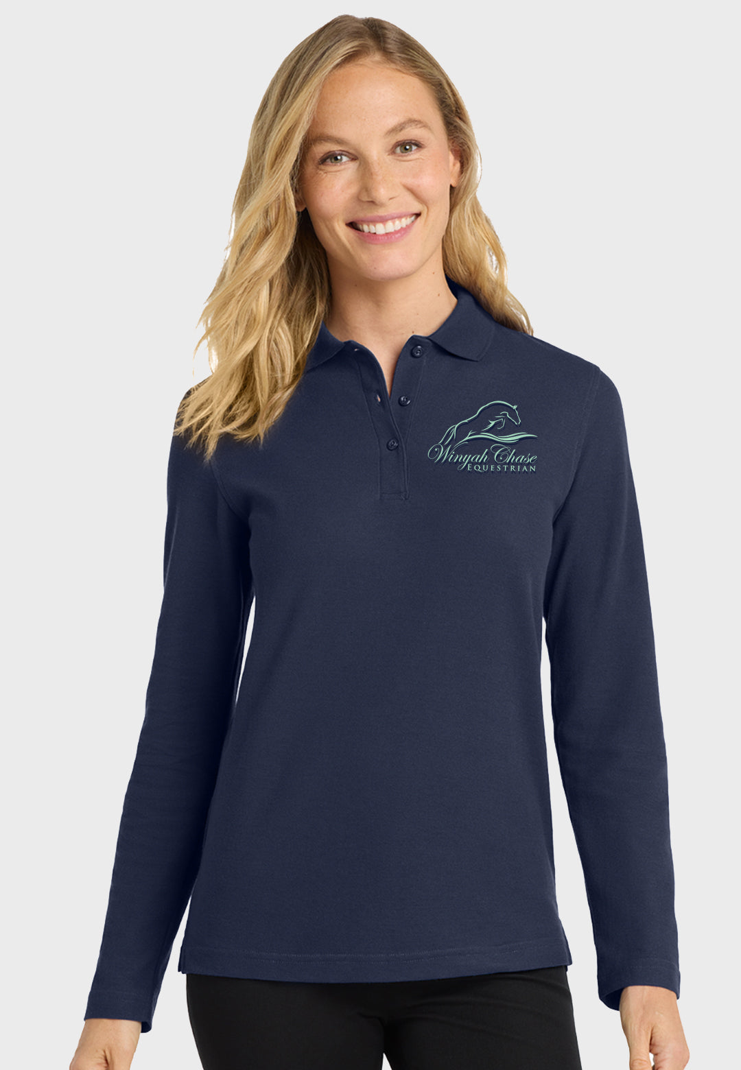 Winyah Chase Equestrian Port Authority® Silk Touch™ Long Sleeve Polo ...