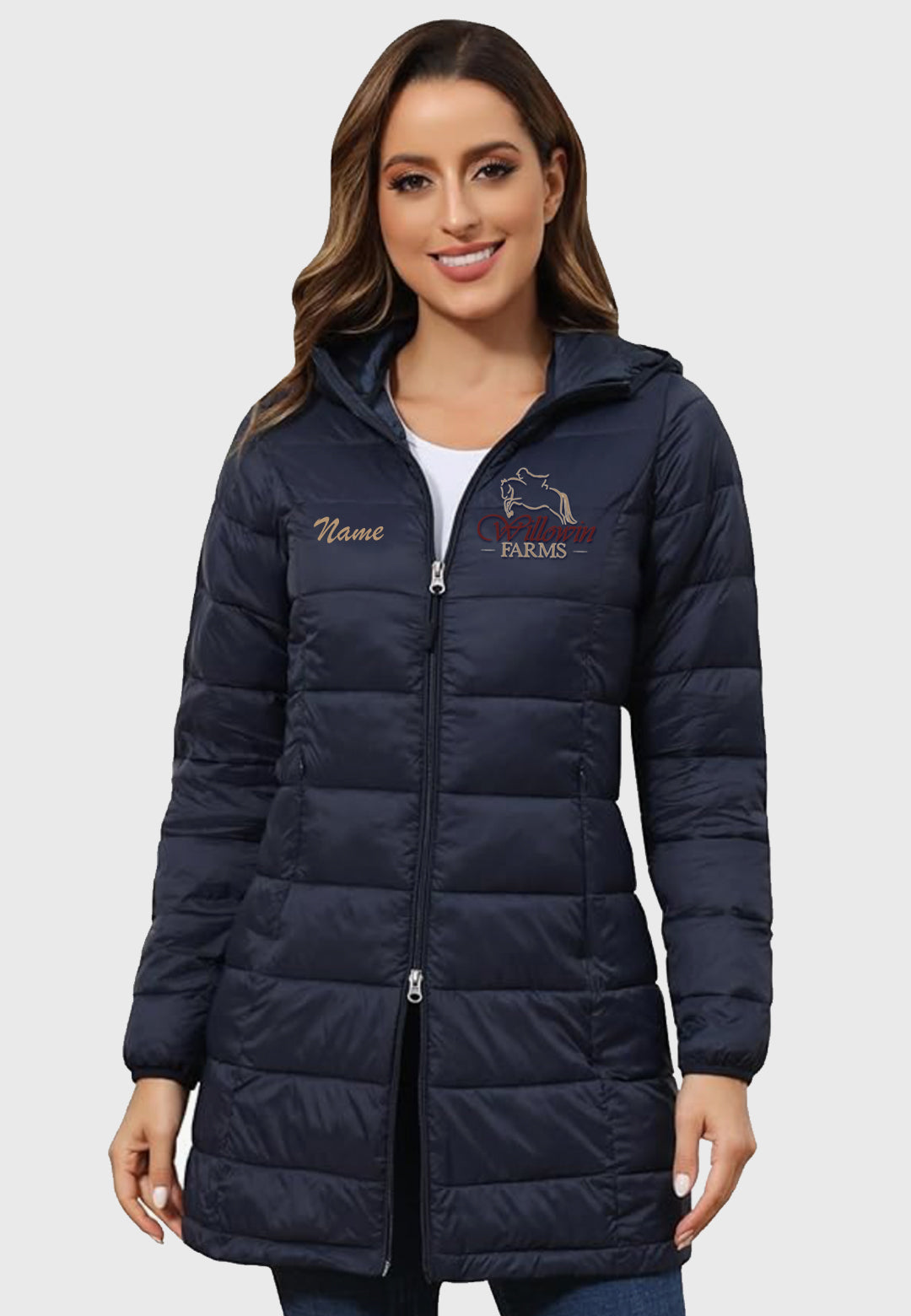 Willowin Farms ROYAL MATRIX Women's Long Packable Puffer Coat with hood, 2 Color options