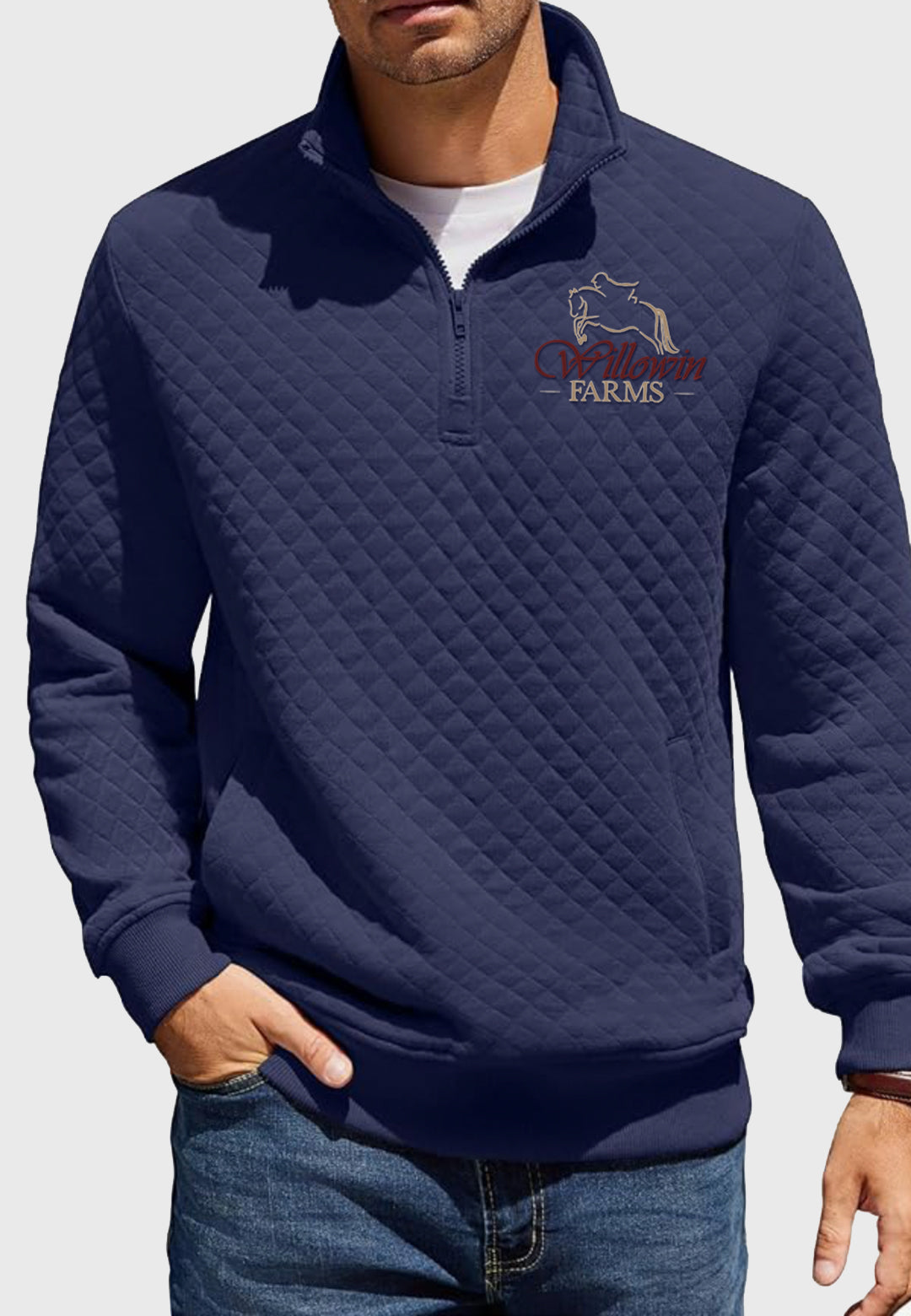 Willowin Farms Mens Quilted 1/4 Zip with Pockets, 3 Color Options