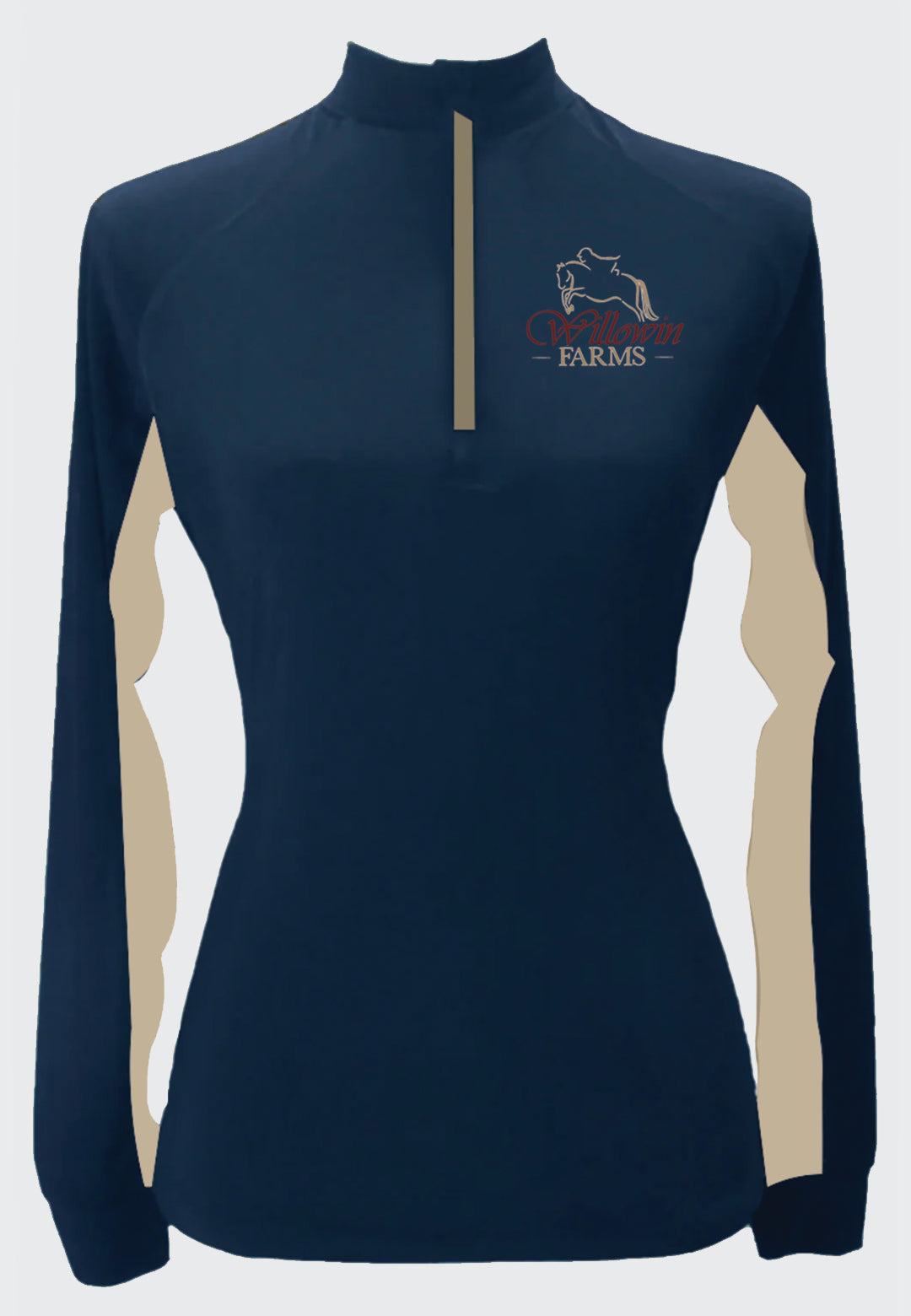 Willowin Farms Custom Sun Shirt - Navy With Sand Accents, Adult Sizes