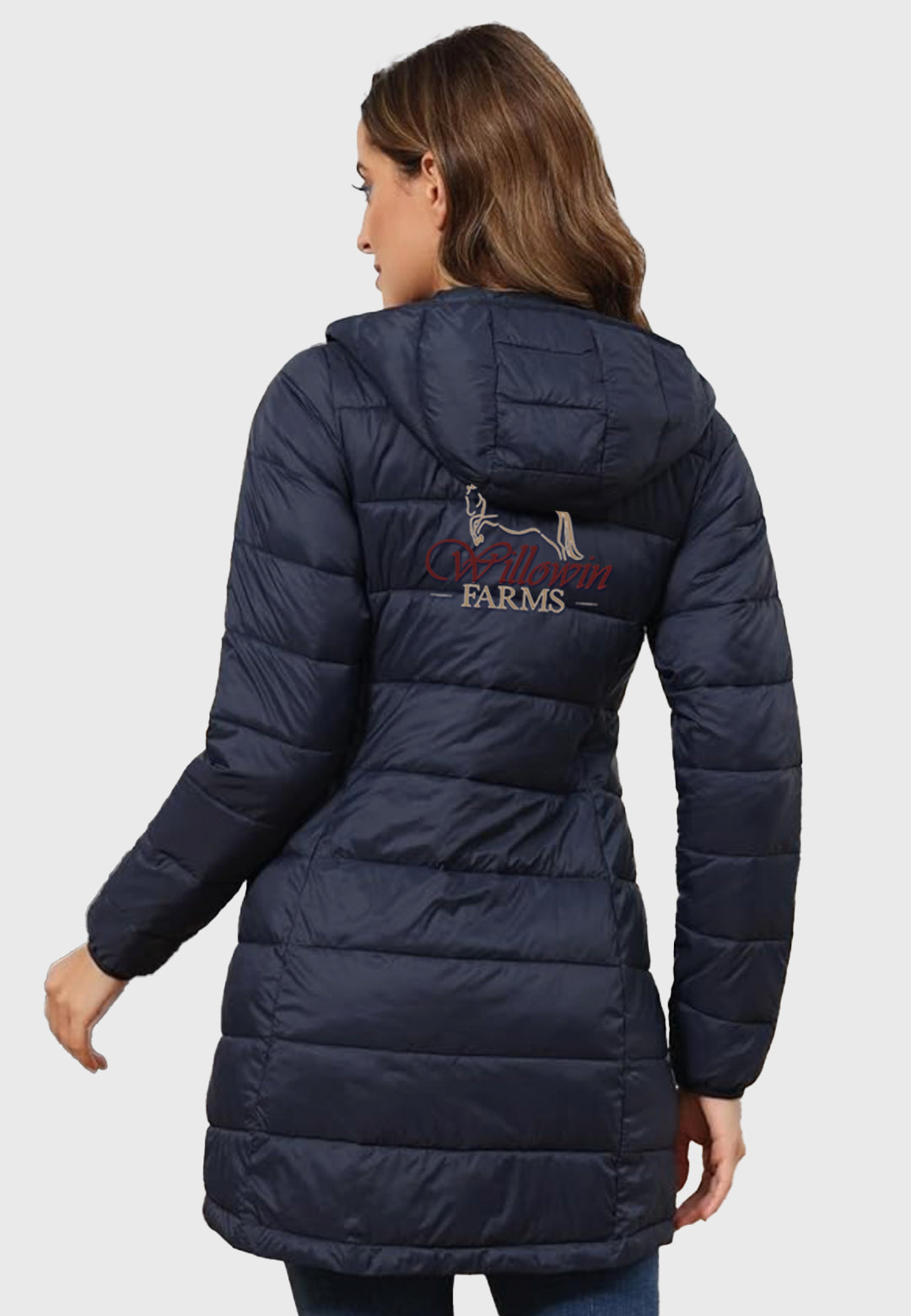 Willowin Farms ROYAL MATRIX Women's Long Packable Puffer Coat with hood, 2 Color options