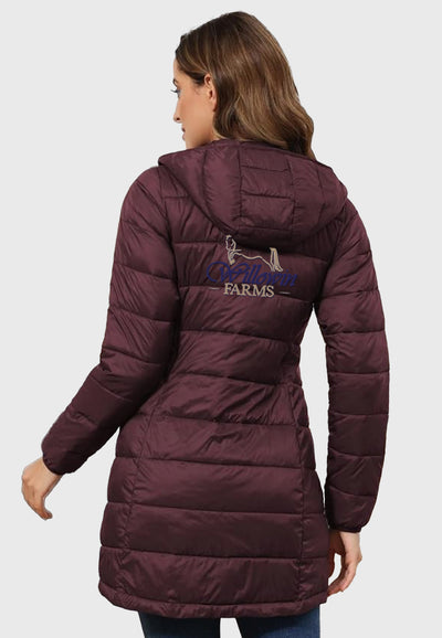 Willowin Farms ROYAL MATRIX Women's Long Packable Puffer Coat with hood, 2 Color options