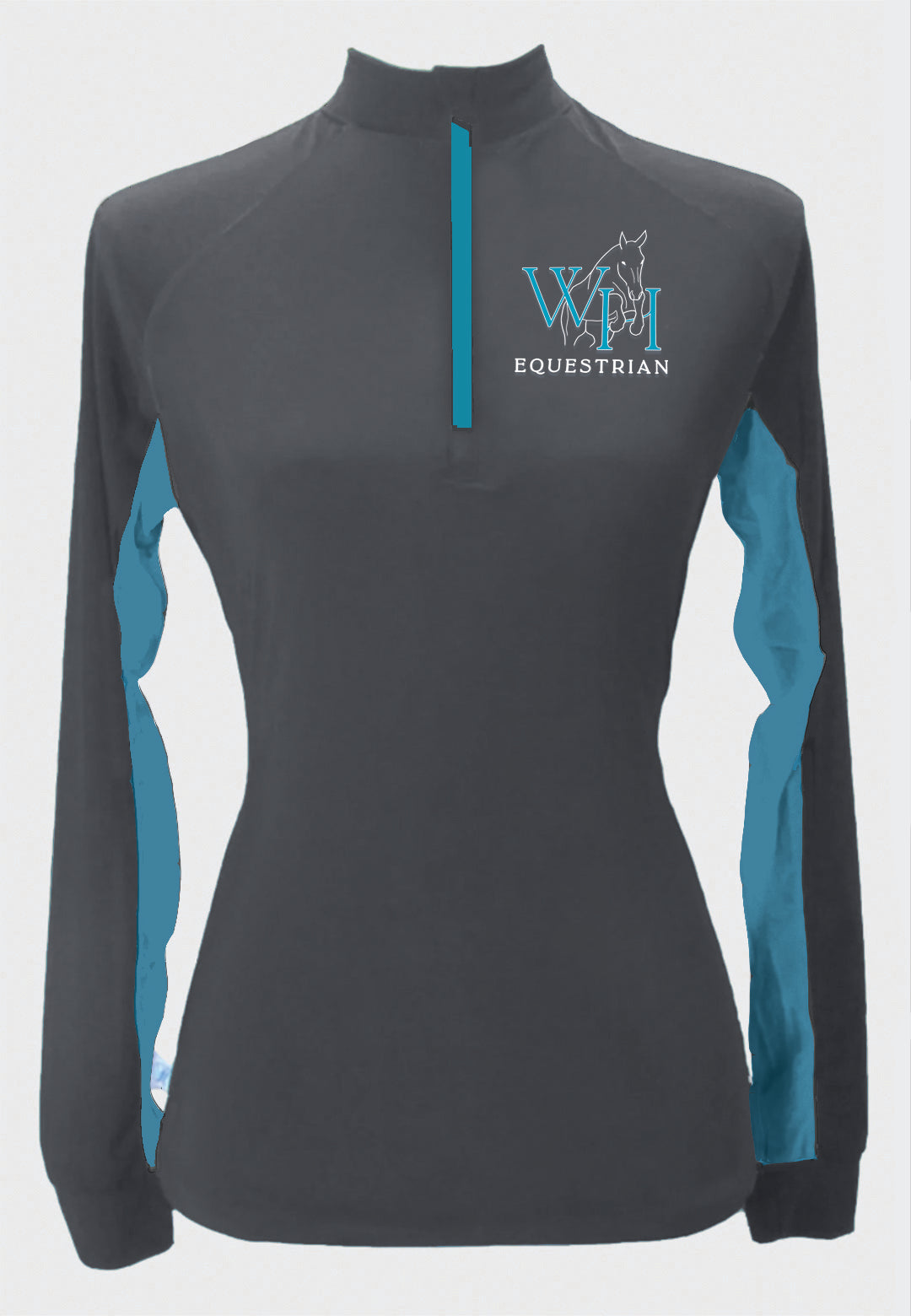 White Horse Equestrian Long Sleeve Custom Sun Shirt with Contrasting Accents, Adult + Youth Sizes