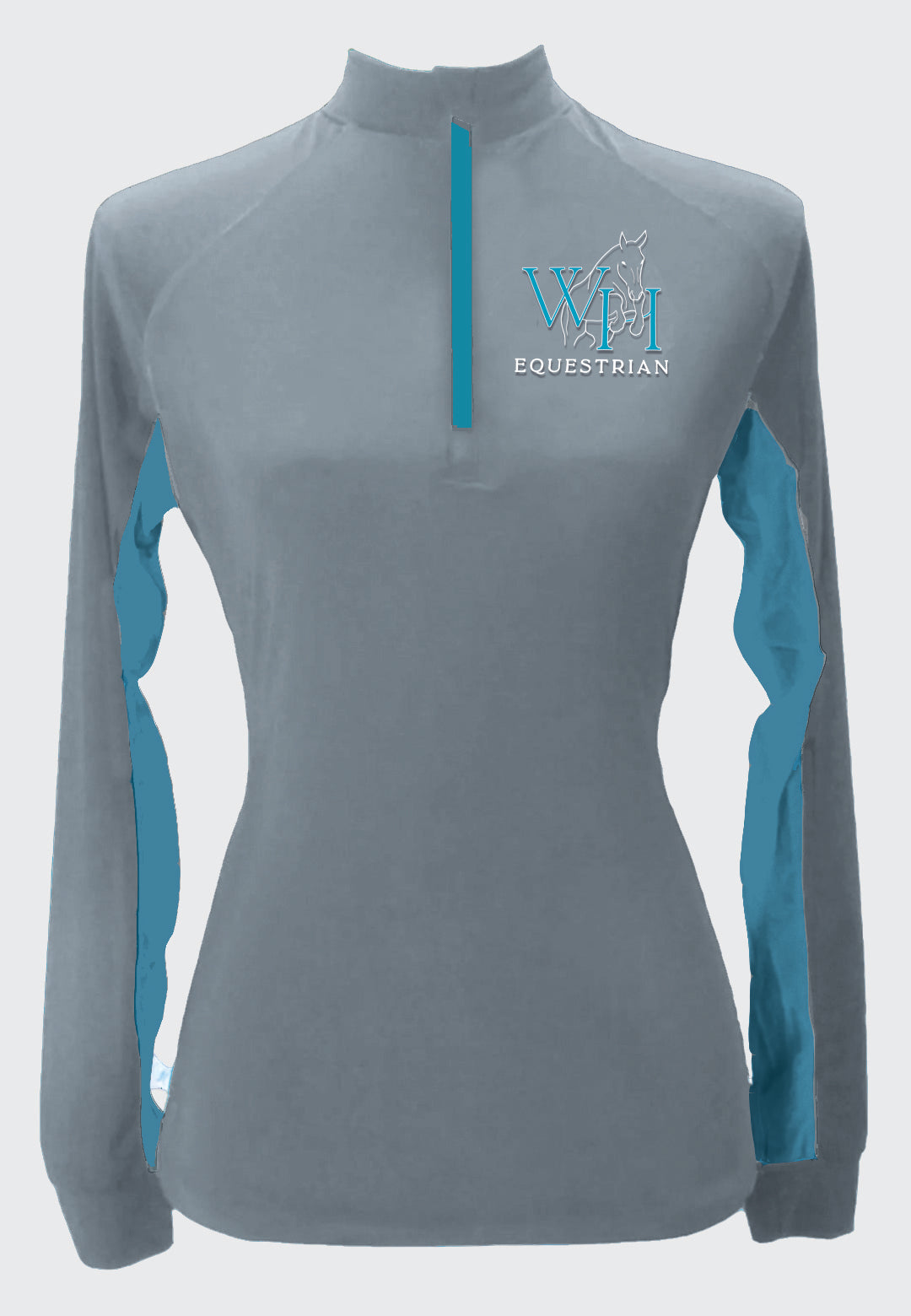 White Horse Equestrian Long Sleeve Custom Sun Shirt with Contrasting Accents, Adult + Youth Sizes