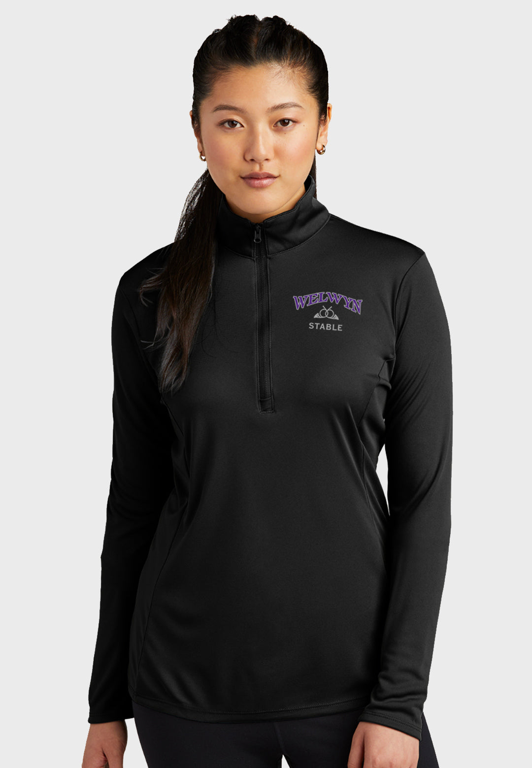 Welwyn Stable Sport-Tek® Ladies PosiCharge® Competitor™ 1/4-Zip Pullover - Black