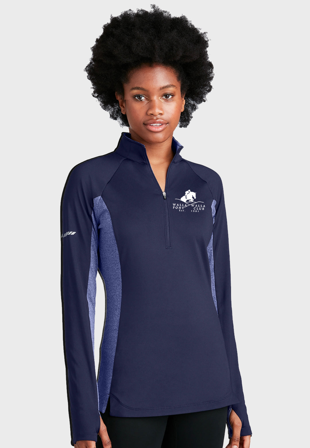 Walla Walla Pony Club Sport-Tek® Sport-Wick® Stretch Contrast 1/2-Zip Pullover - Ladies + Mens