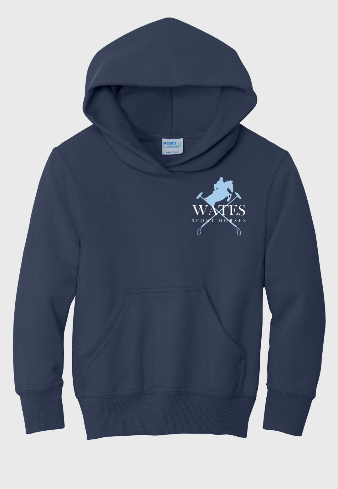 Wates Sport Horses Port & Company® Essential Fleece Pullover Hooded Sweatshirt, Youth Sizes, 2 Color Options