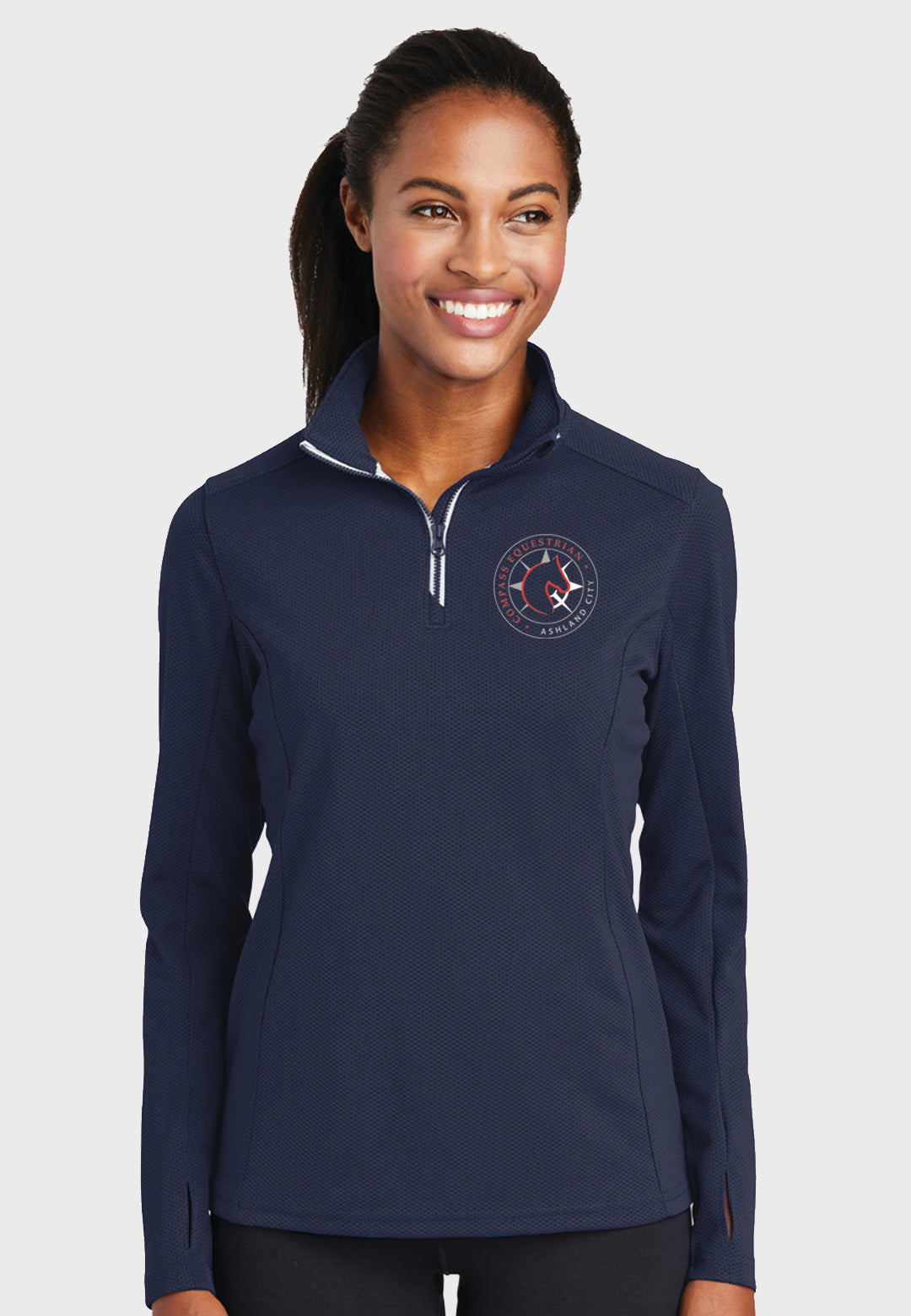 Compass Equestrian Sport-Tek® Sport-Wick® Ladies Textured 1/4-Zip Pullover - 2 Color Options