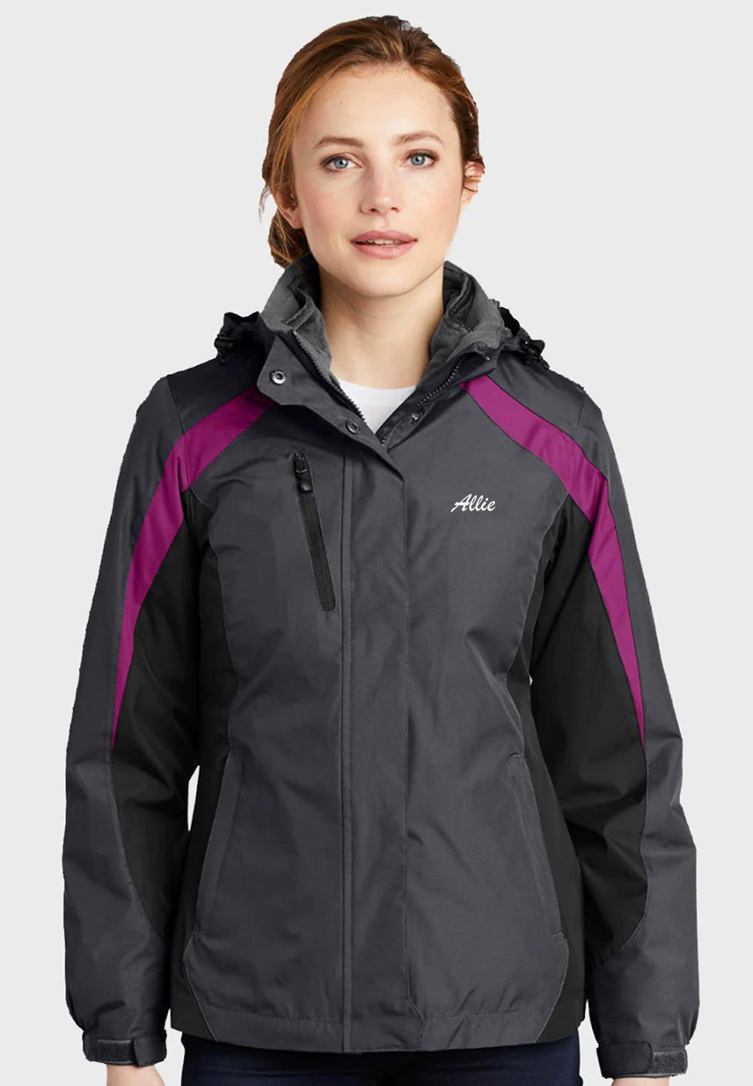 Lofty Heart Stables Port Authority® Ladies Colorblock 3-in-1 Jacket - Black + Berry