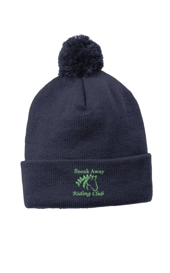 Sneak Away Riding Club SPORT-TEK ® SOLID POM POM BEANIE - Navy