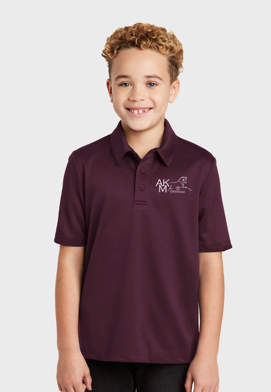 AKM Dressage Youth Port Authority® Silk Touch™ Polo - Maroon