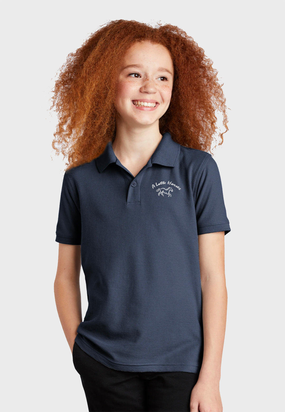 A Lotte Horses Port Authority® Youth Classic Pique Polo - Navy