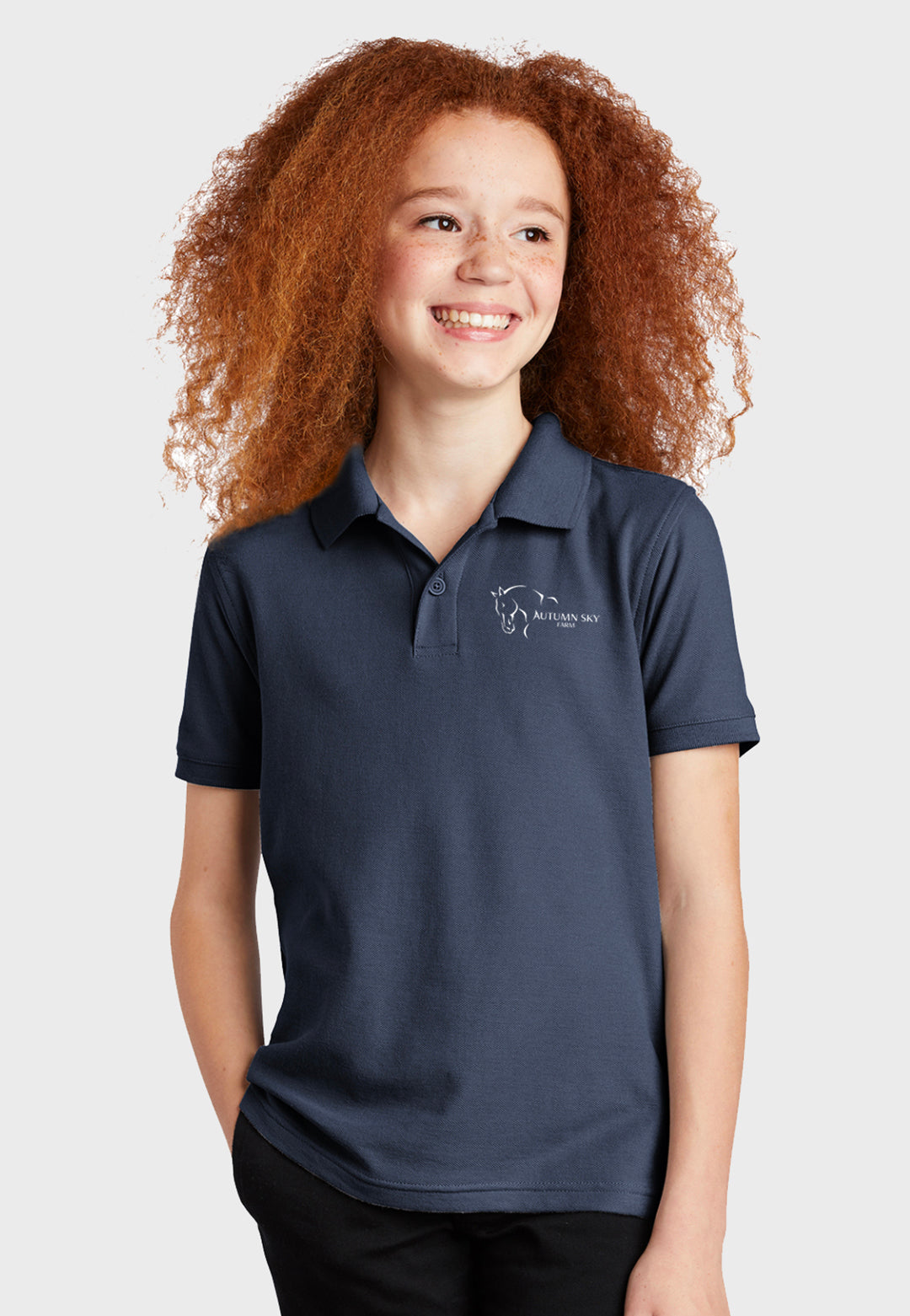 Autumn Sky Farm Port Authority® Youth Classic Pique Polo - Navy