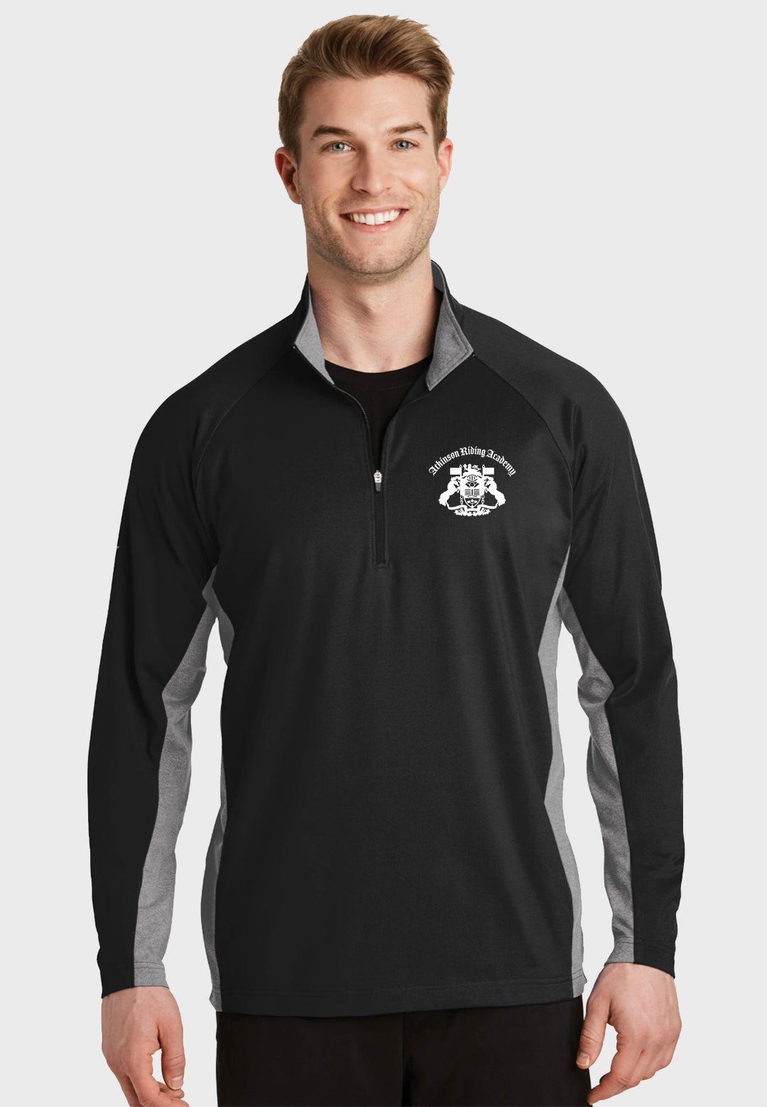 Atkinson Riding Academy Sport-Tek® Sport-Wick® Stretch Contrast 1/2-Zip Pullover - Black, Grey, or Navy