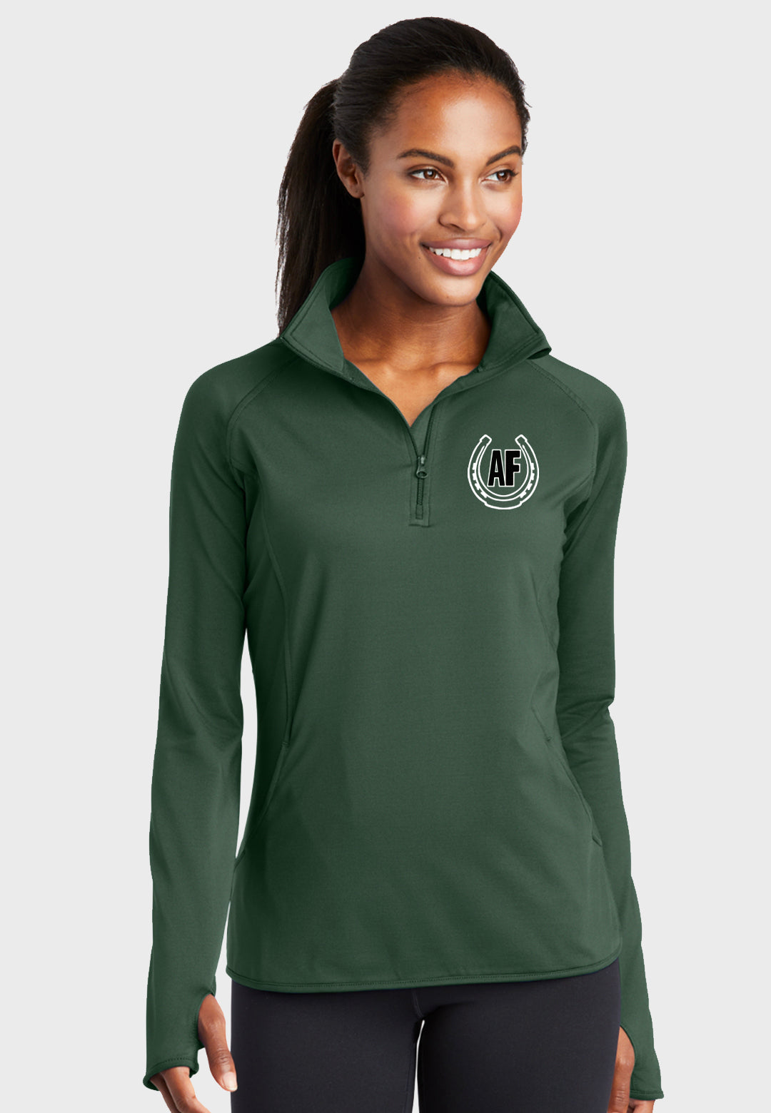 AmbleFoot Farms Sport-Tek® Ladies Sport-Wick® Stretch 1/2-Zip Pullover - Forest