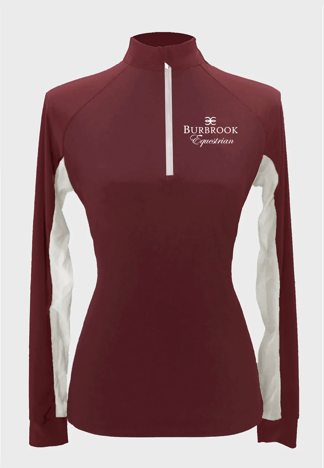 Burbrook Equestrian Long Sleeve Custom Sun Shirt  - Adult and Youth Sizes - Maroon