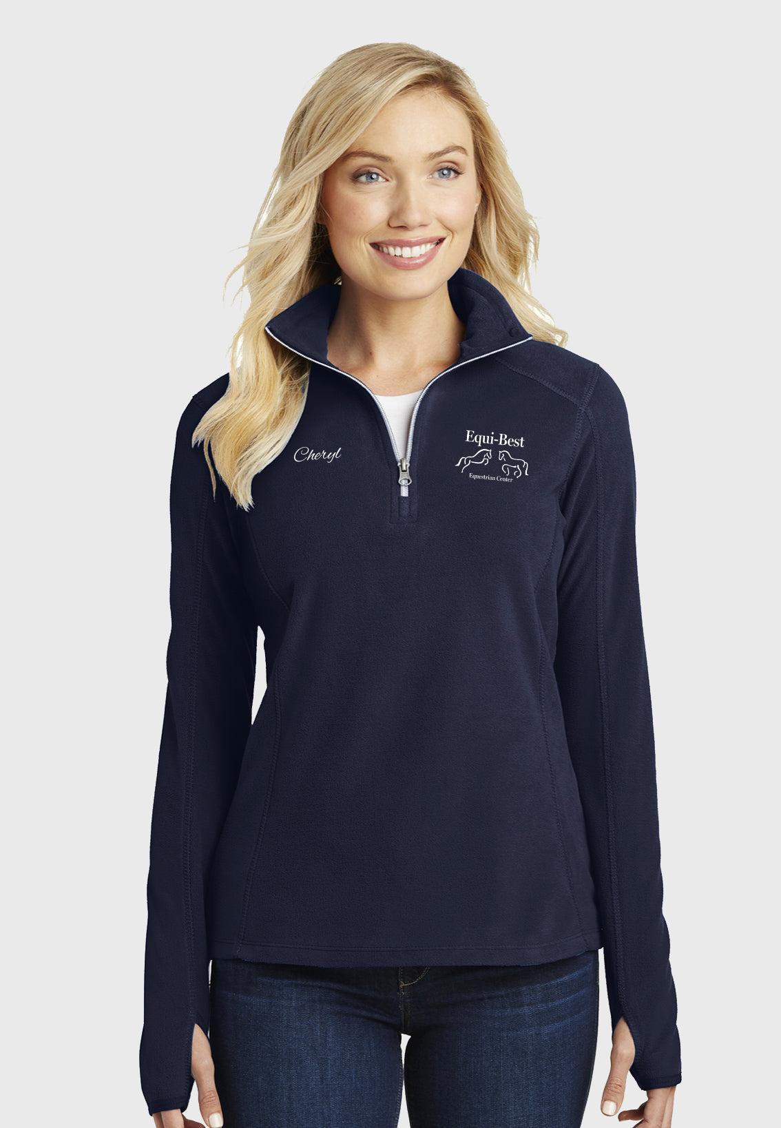 Equi-Best Port Authority® Ladies + Mens Microfleece 1/2 Zip Pullovers - Navy