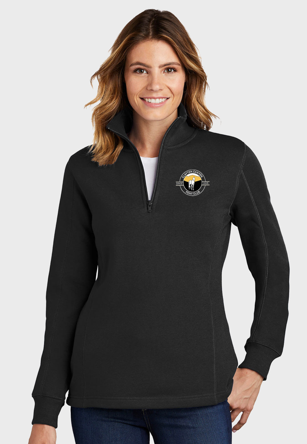 Clayton Canyon Pony Club Sport-Tek® Ladies 1/4-Zip Sweatshirt - Black