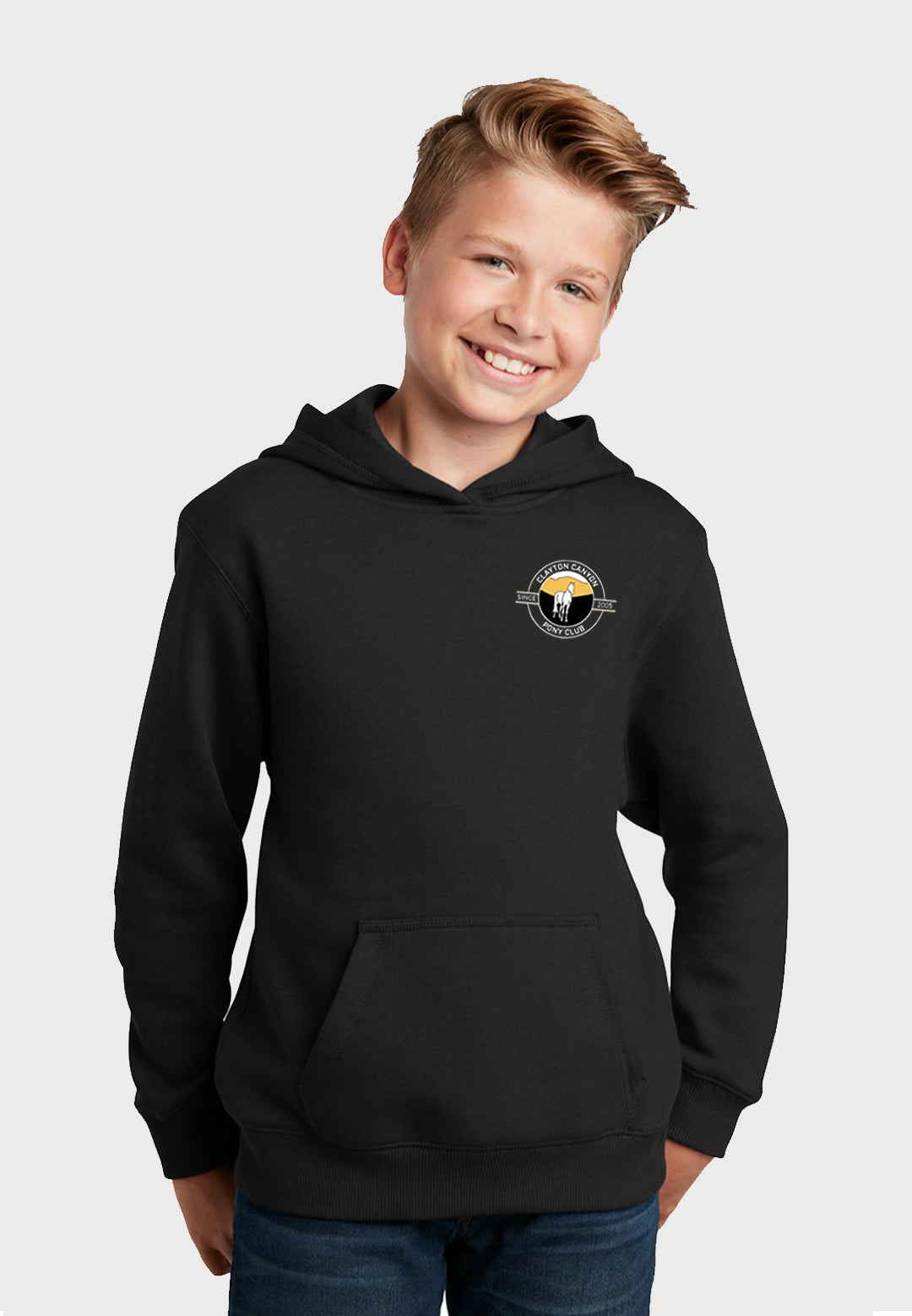 Clayton Canyon Pony Club Sport-Tek®  Youth Hooded Sweatshirt - Black