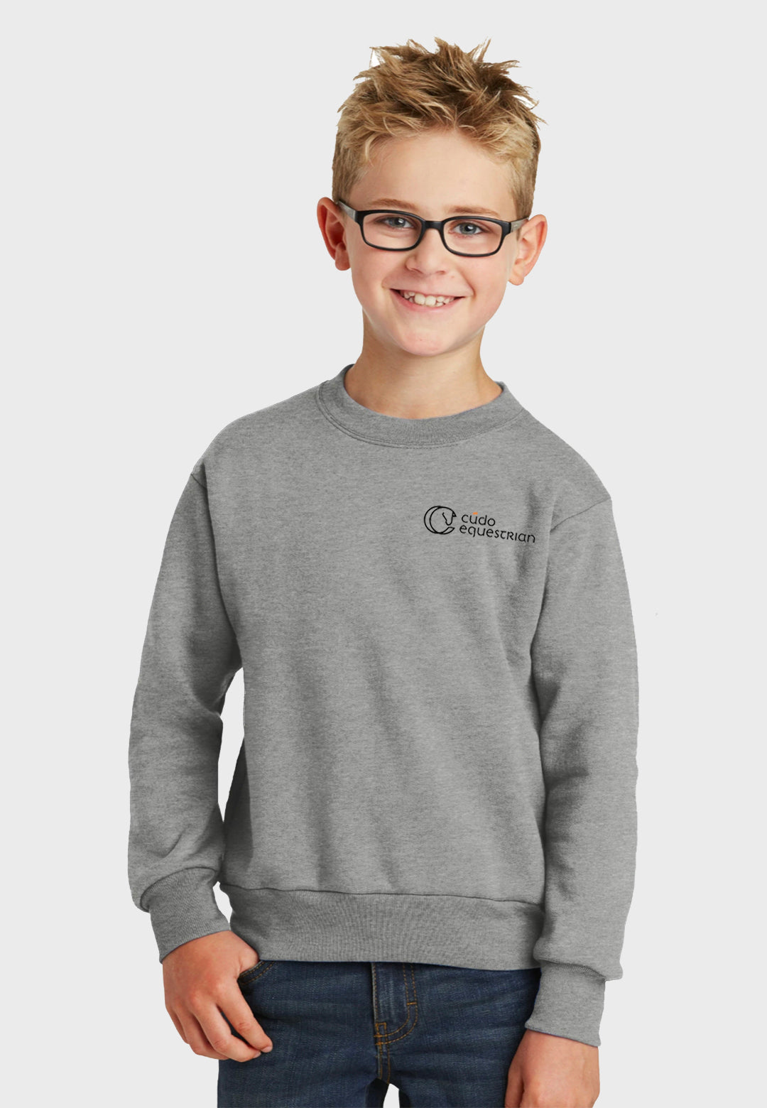 Cudo Equestrian Port & Company® Youth Core Fleece Crewneck Sweatshirt - Grey