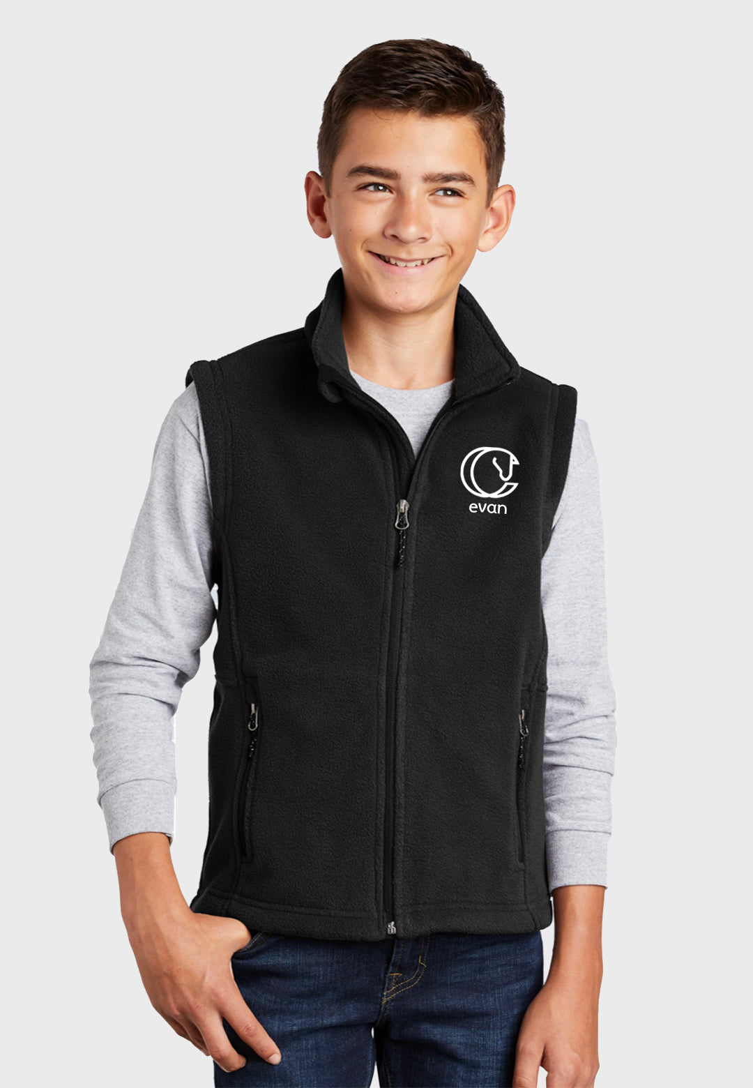 Cudo Equestrian Port Authority® Youth Fleece Vest - Black