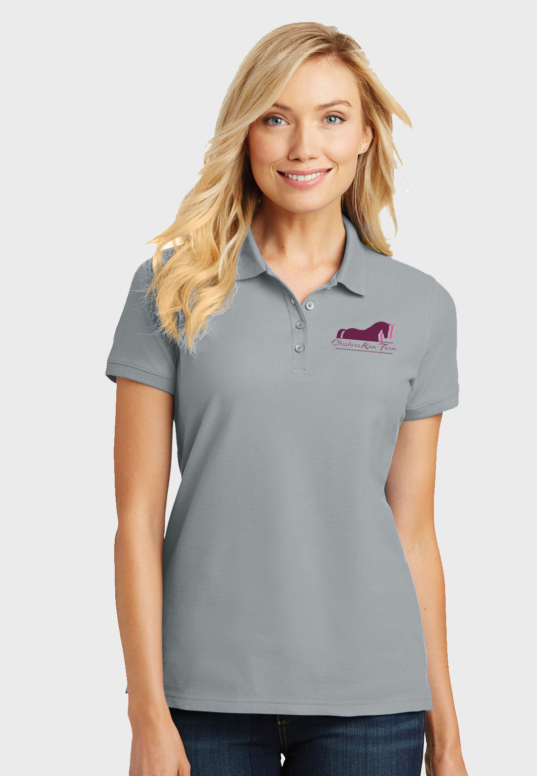 Cheshire Run Farm Port Authority® Ladies Core Classic Pique Polo - Grey or Pink