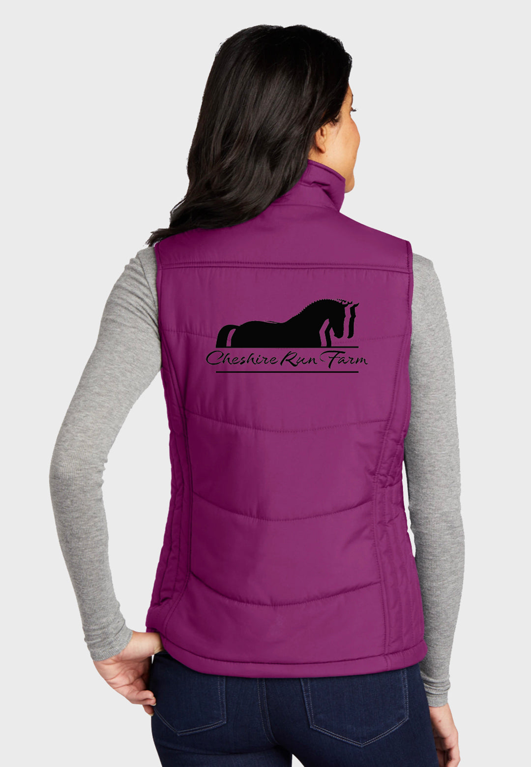 Cheshire Run Farm Port Authority® Ladies Puffy Vest - Dark Slate, Berry