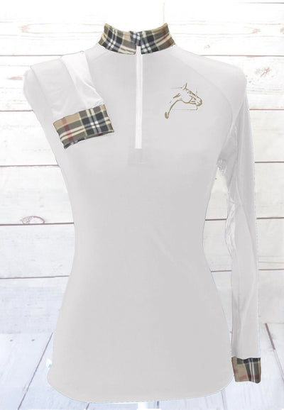 Core Equestrian Sun Shirt Color Choice with Plaid Accents - Adult