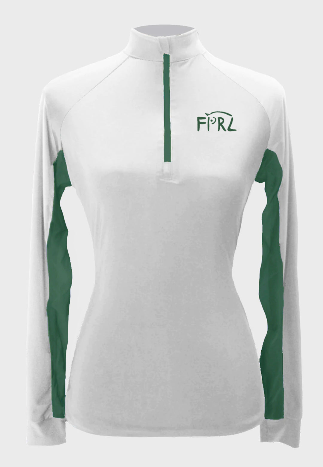Flanders Polo White Sun Shirt with Green Accents -    Adult + Youth sizes