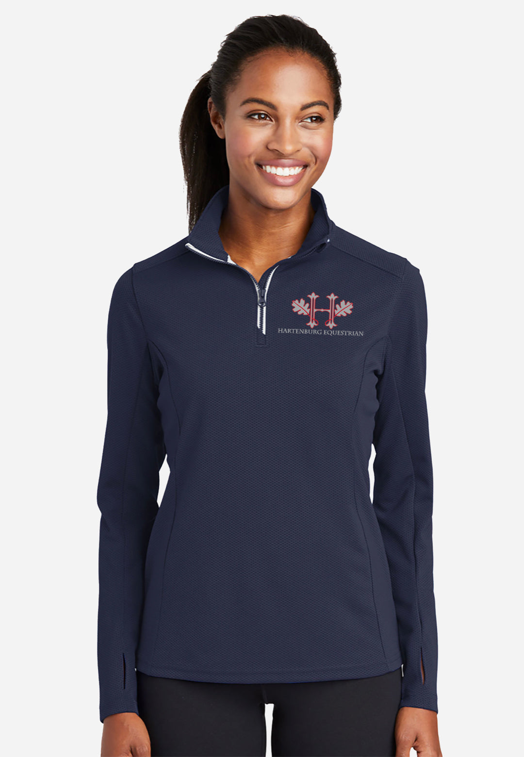 Hartenburg Equestrian Sport-Tek® Sport-Wick® Textured Navy 1/4-Zip Pullover, Ladies + Mens Styles