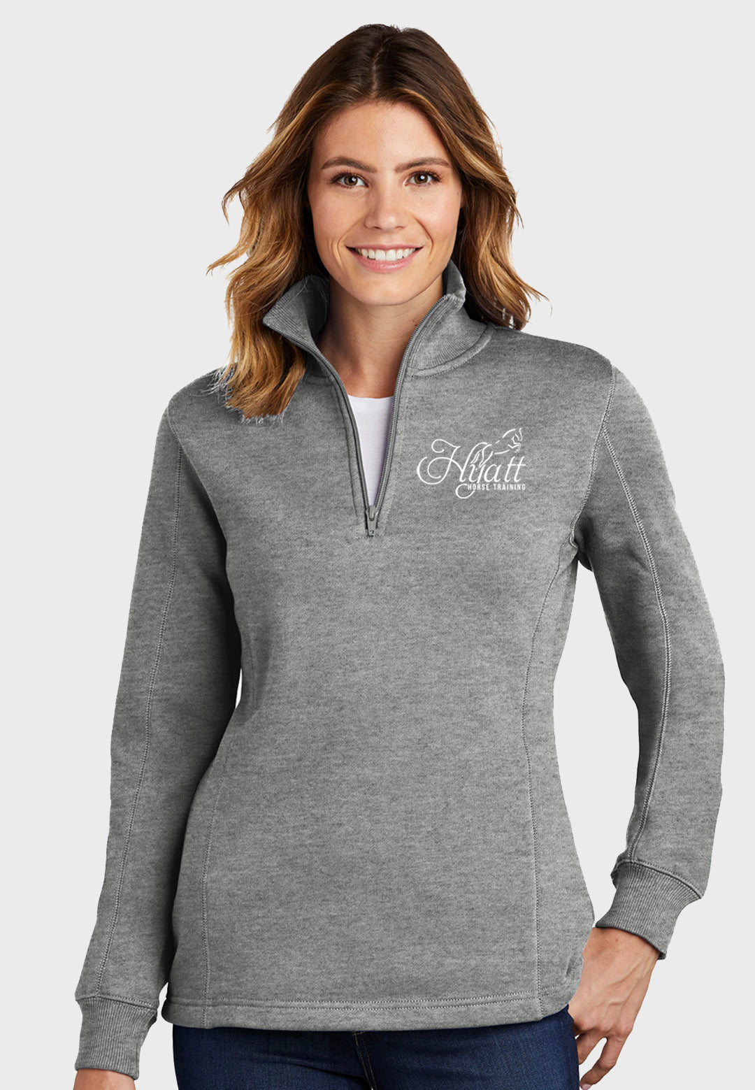 Hyatt Horse Training Sport-Tek® Ladies 1/4-Zip Sweatshirt - Grey