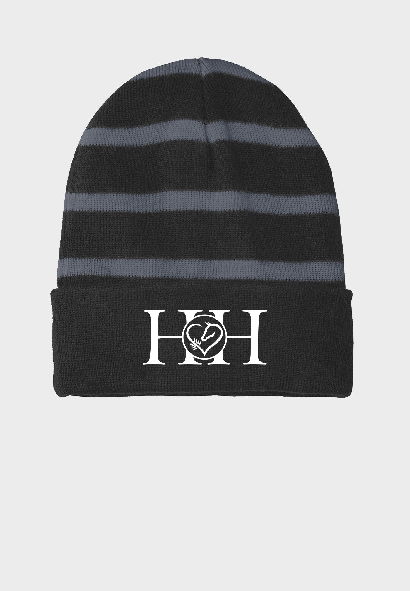 Hart and Horse Sport-Tek® Striped Beanie with Solid Band