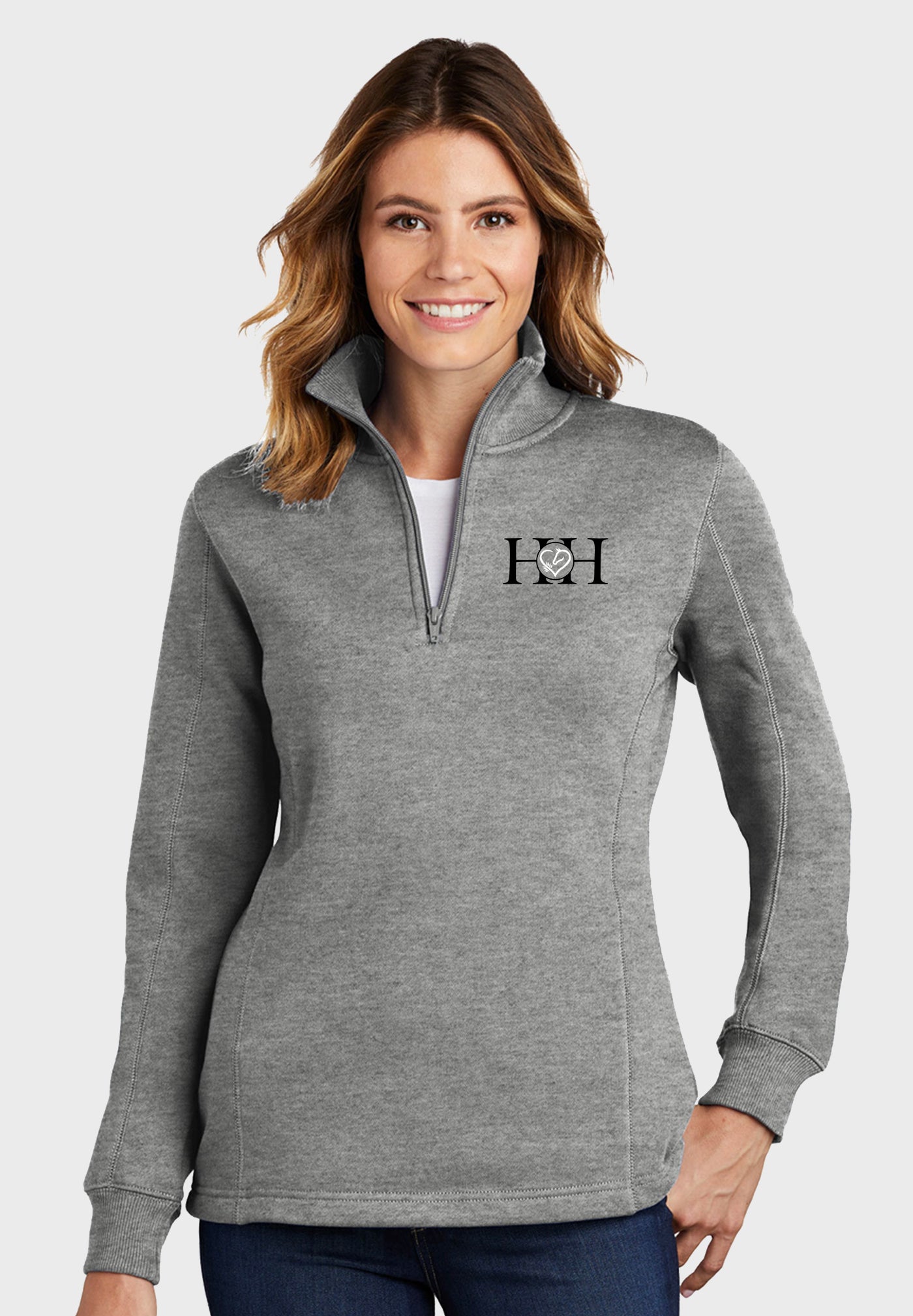 Hart and Horse Sport-Tek® Ladies 1/4-Zip Sweatshirt - Grey