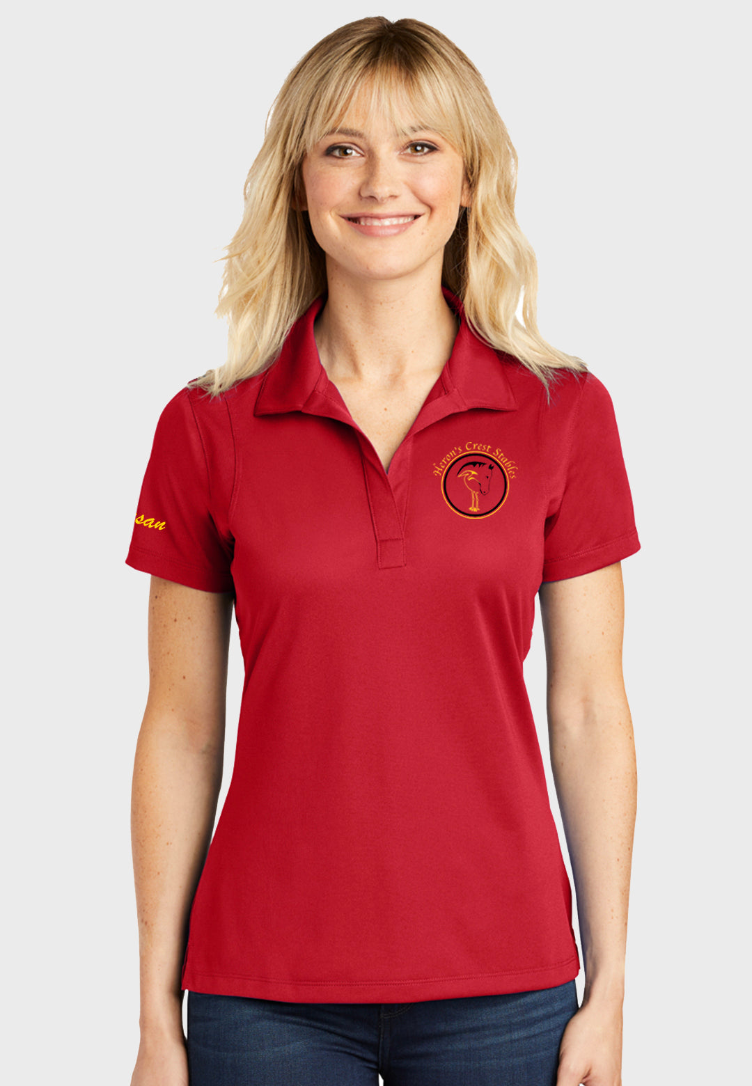 Heron's Crest Stables Sport-Tek® Ladies Sport-Wick® Polo - Red