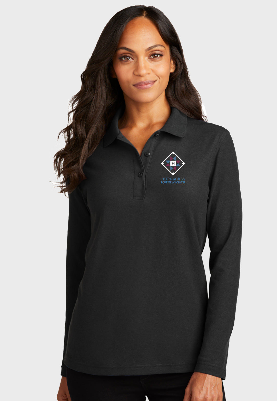 Hope Acres Port Authority® Ladies Silk Touch™ Long Sleeve Polo - Black