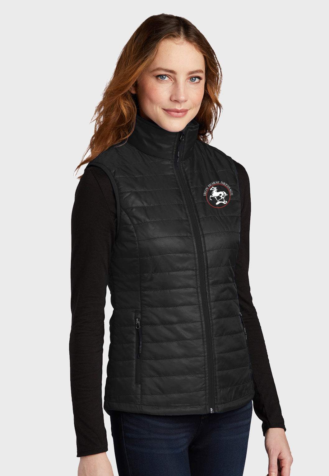 Iron Horse Dressage Port Authority® Ladies Packable Down Vest - Black