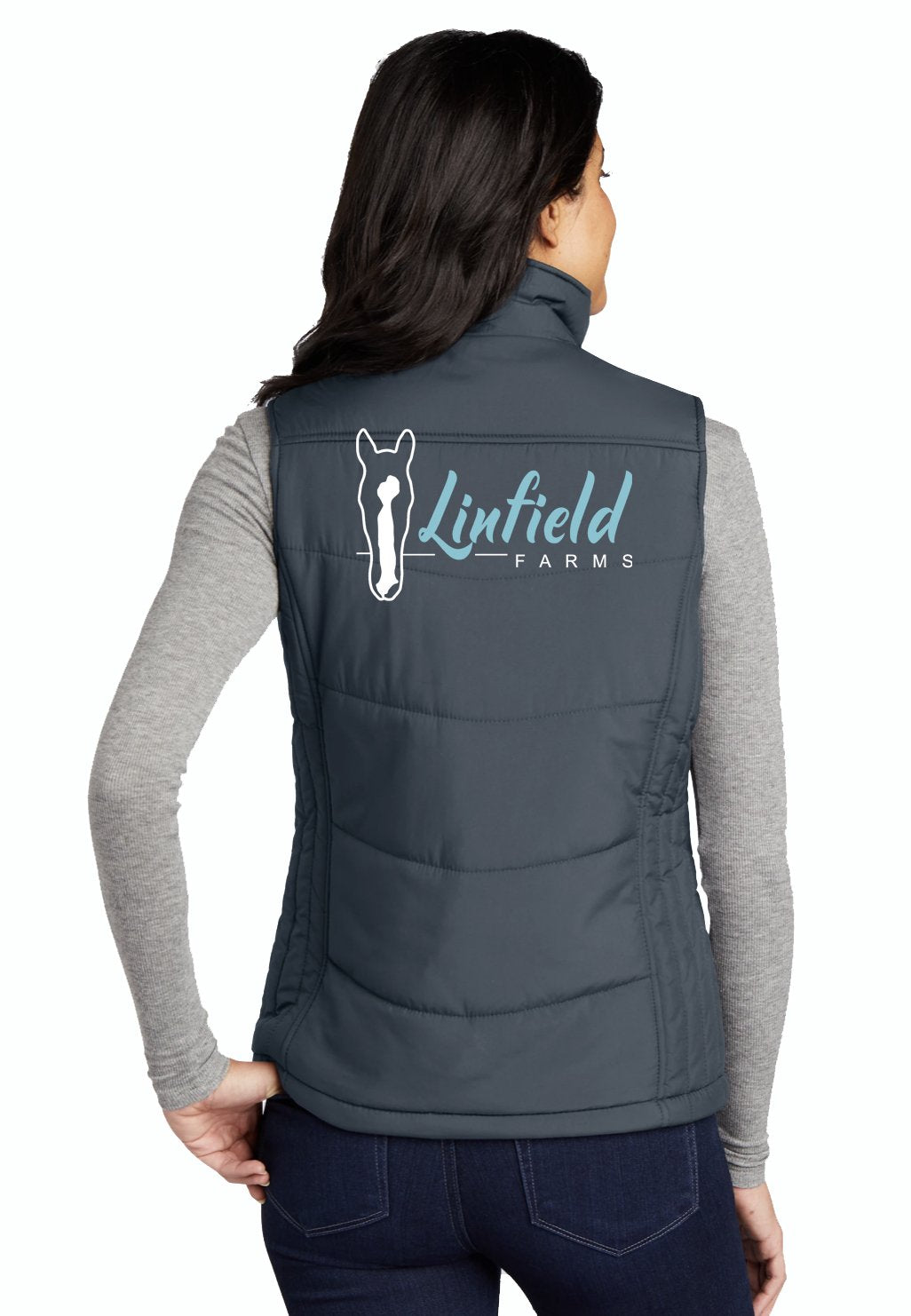 Linfield Farms Port Authority® Ladies Puffy Vest - Charcoal or Black