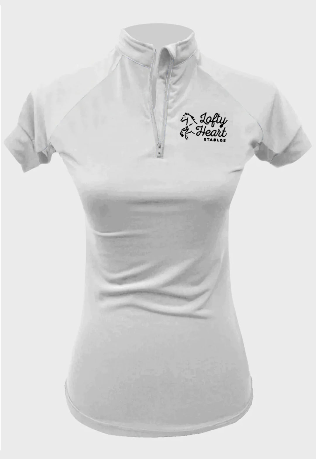 Lofty Heart Stables White Short Sleeve Custom Sun Shirt    Ladies + Youth Sizes