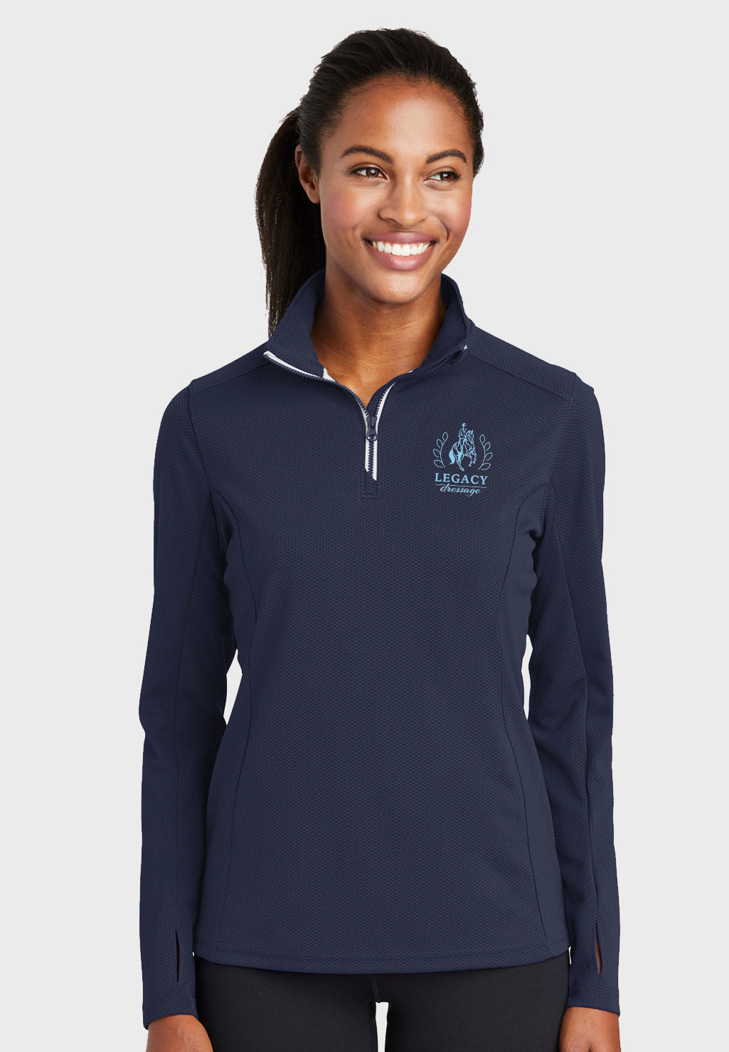 Legacy Dressage Sport-Tek® Sport-Wick® Ladies Textured 1/4-Zip Pullover - Navy