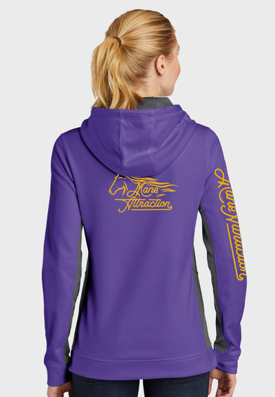 Mane Attraction Sport-Tek® Ladies Fleece Colorblock Hooded Pullover - Purple