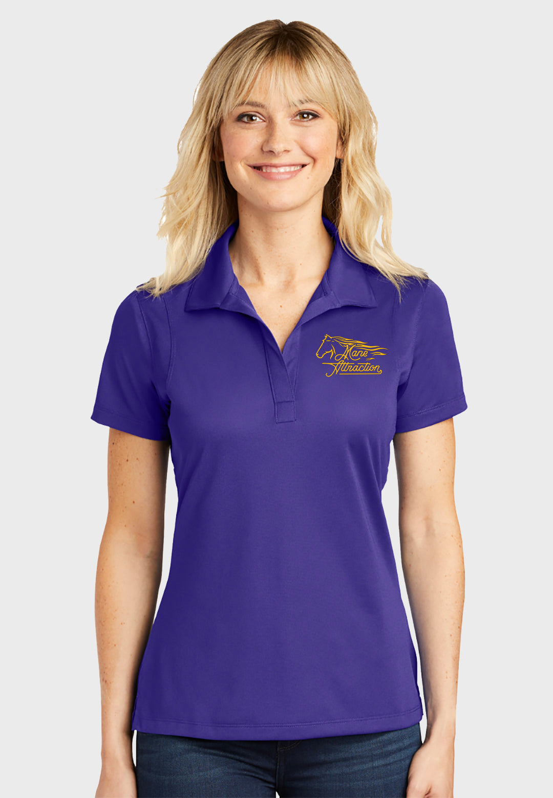 Mane Attraction Sport-Tek® Ladies Sport-Wick® Polo - Purple