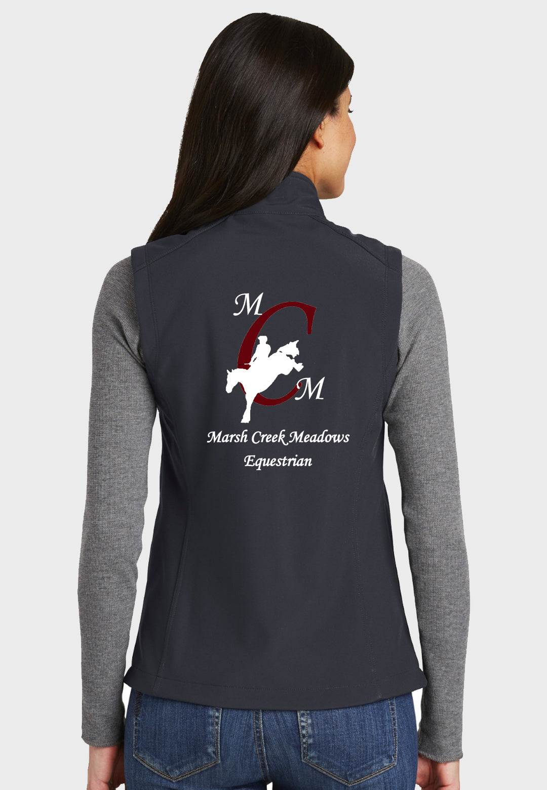 Marsh Creek Meadows Equestrian PORT AUTHORITY® LADIES Grey CORE SOFT SHELL VEST - Grey