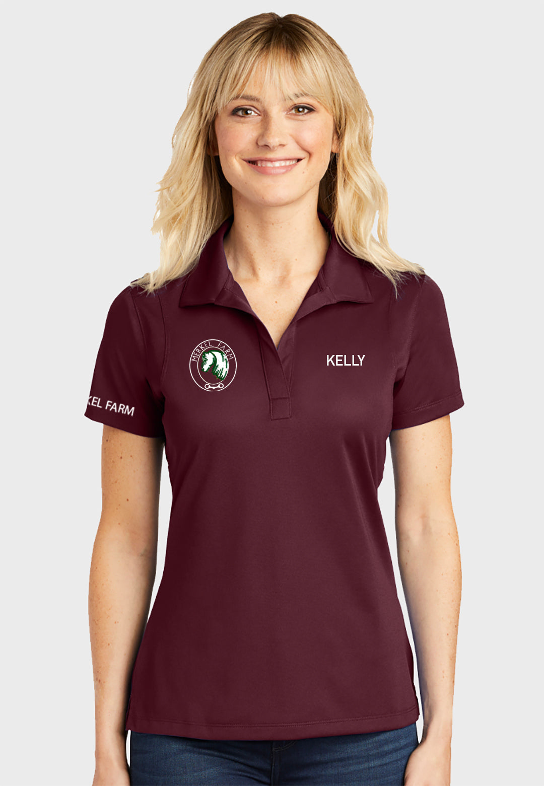 Merkel Farm Equestrian Center Sport-Tek® Ladies Sport-Wick® Polo - Maroon