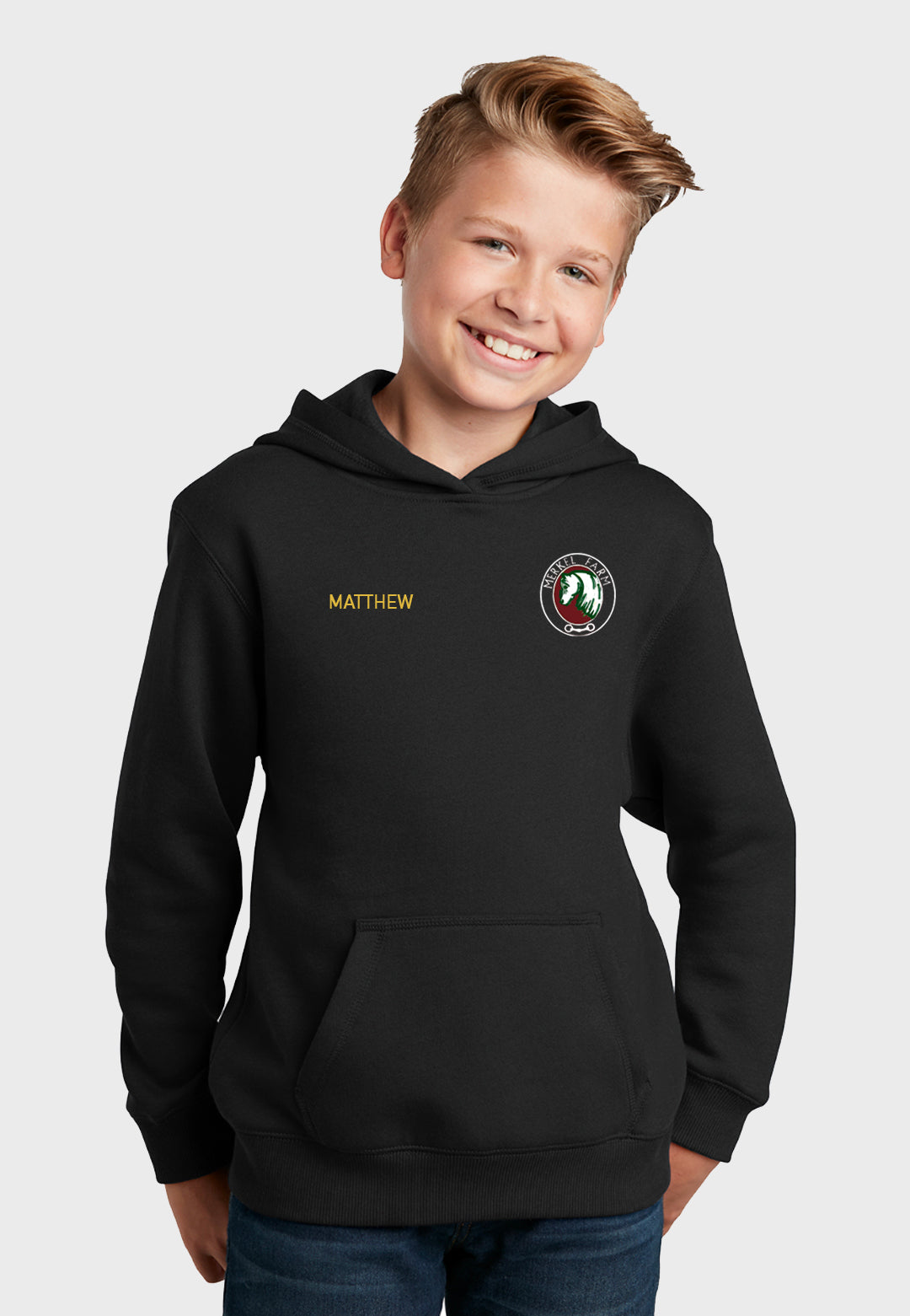 Merkel Farm Equestrian Center Sport-Tek®  Youth Hooded Sweatshirt - Black