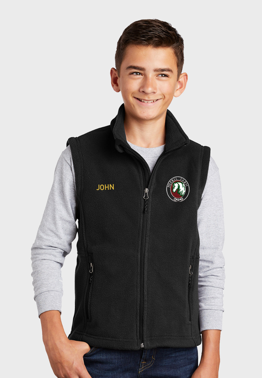 Merkel Farm Equestrian Center Port Authority® Youth Fleece Vest - Black