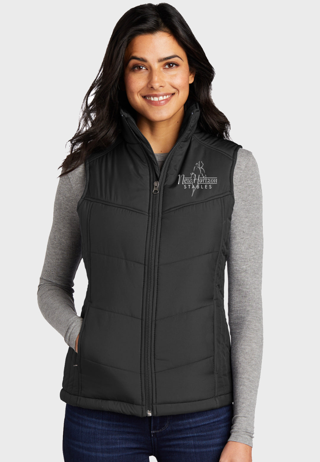 New Horizon Stables Port Authority® Ladies Puffy Vest - Black