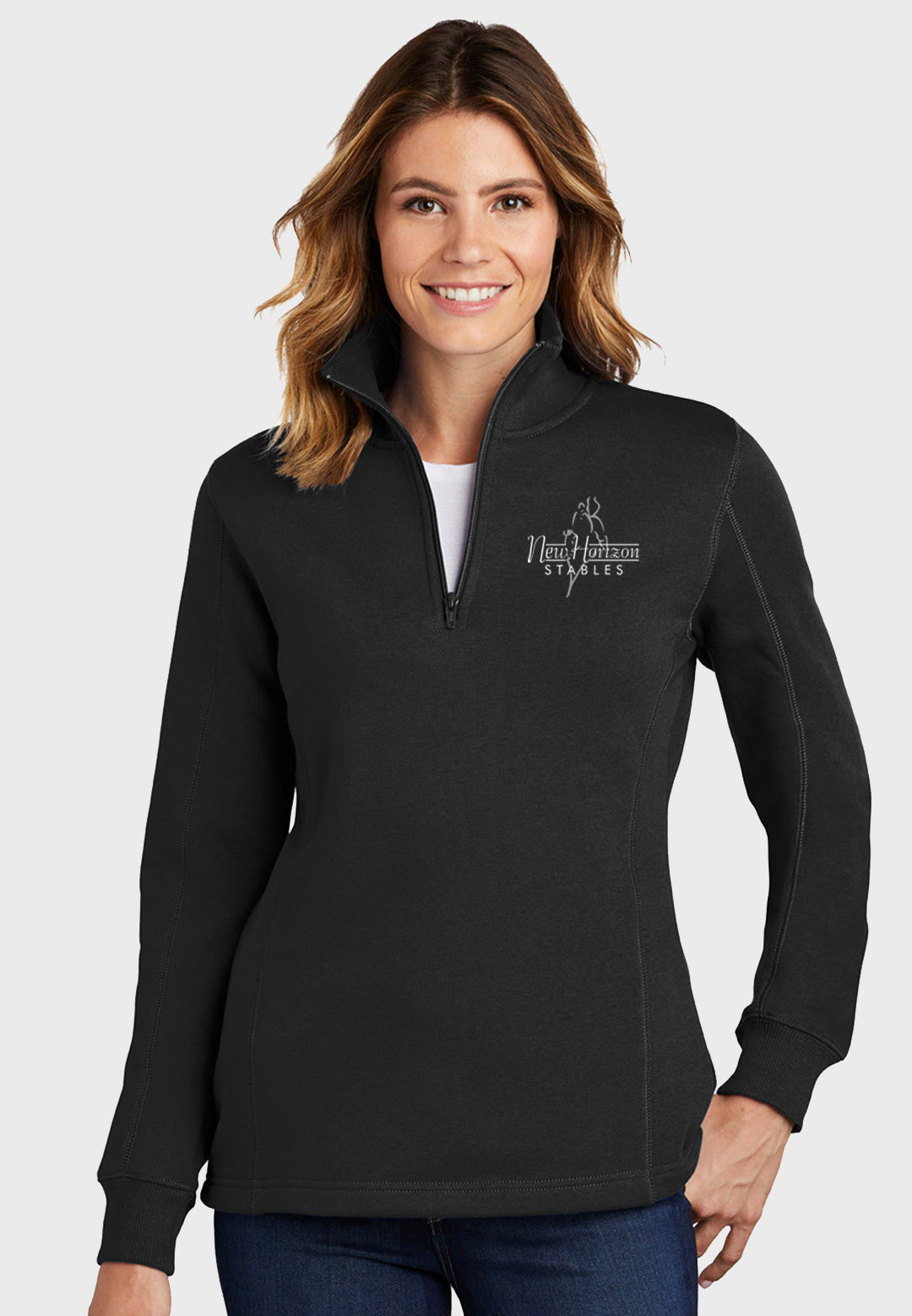 New Horizon Stables Sport-Tek® Ladies 1/4-Zip Sweatshirt - Black